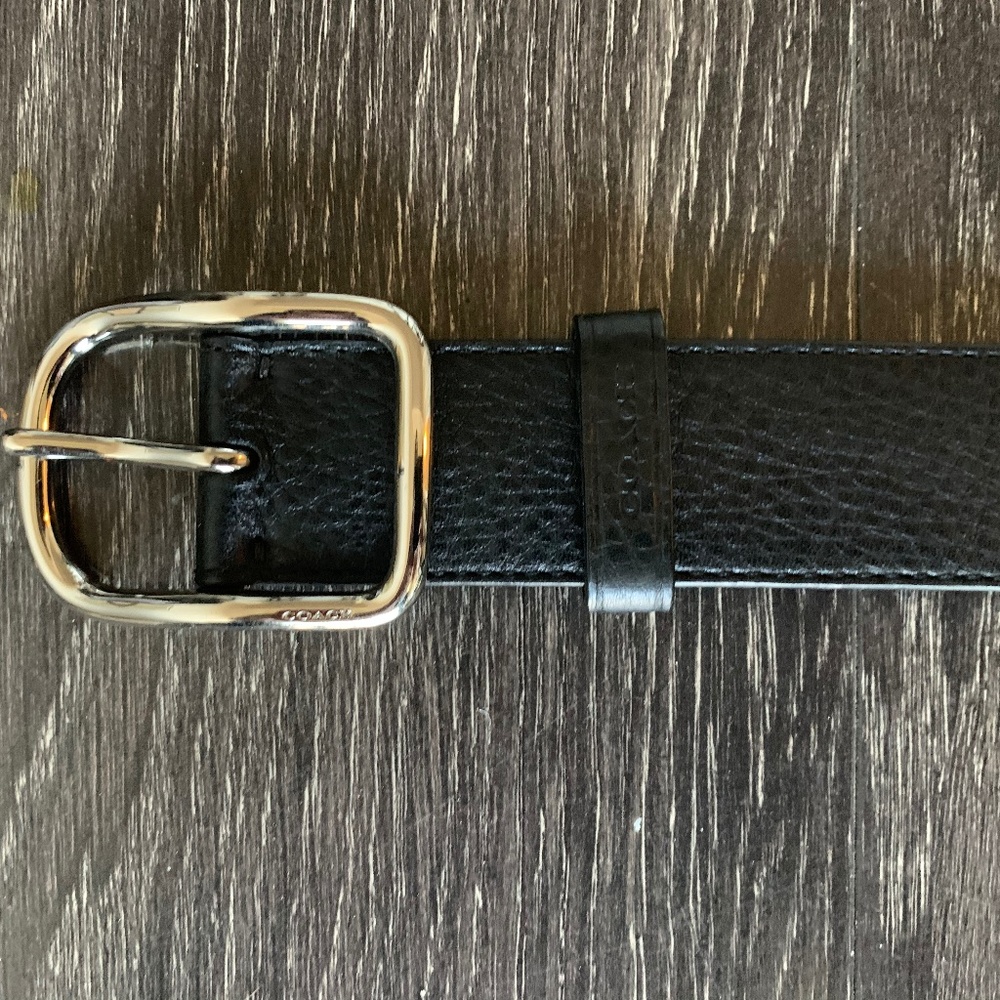 Coach Black Pebble Leather Belt Size 36